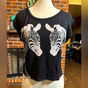 Double Zero Zebra black crop top size small
